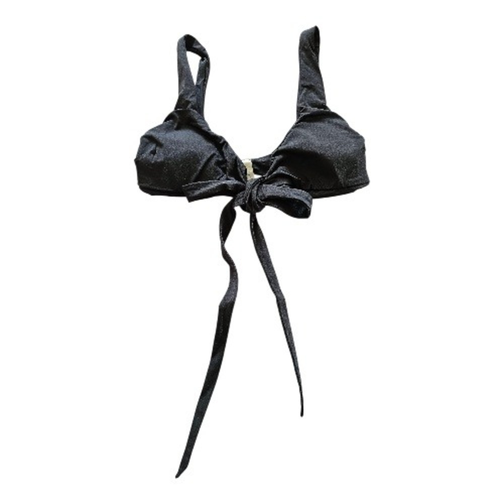 Lululemon Black Front‎ Tie Minimalist Sporty Swimming suit Top Bra sz XS